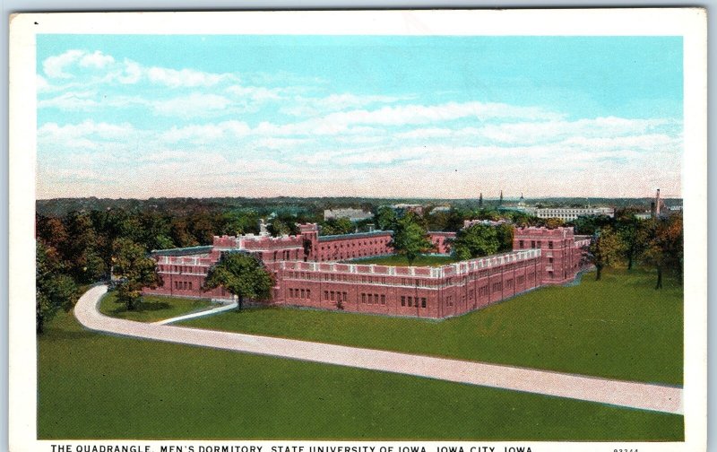 c1920s Iowa City, IA Quadrangle Campus Mens Dormitory Residence Dorm Vtg PC A254