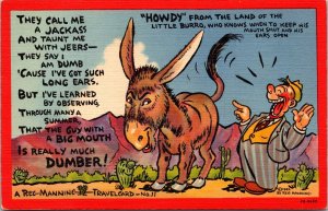 Jackass Donkey Rec Manning Postcard WWII Soldiers Mail Sweet 94th Batt Co B Navy