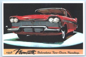 Retro Car Advertising 1958 PLYMOUTH BELVEDERE Automobile Repro 4x6 Postcard