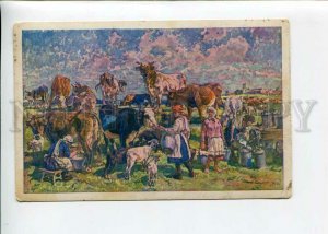 3143787 Socialist realism USSR Kolkhoz WOMEN w/ COW by SAVITSKY