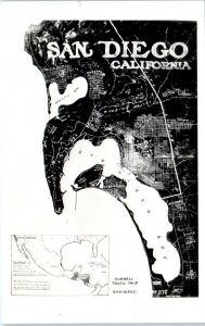 RPPC SAN DIEGO, CA California  AERIAL MAP   Postcard  c1940s Bunnell Photo Shop