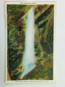 Vintage Postcard 1920's Rainbow Falls Great Smoky Mountains NC National Park