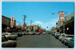 Tijuana Baja California Mexico Postcard Constitution Ave. Shopping Area c1960's