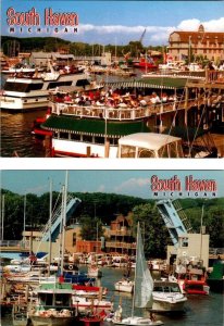 2~4X6 Postcards  South Haven, MI Michigan  HARBOR~BOATS~OPEN DRAW BRIDGE~DOCKS