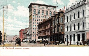 Broadway Street Scene OAKLAND, CA Streetcar c1910s Vintage Postcard