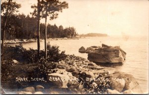 RPPC Shore Scene, Sebago Lake South Casco ME c1924 Vintage Postcard R70