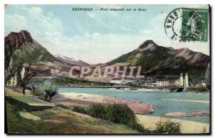 Old Postcard Grenoble Suspension bridge over the Drac