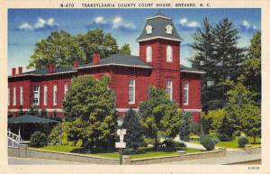 Brevard North Carolina Trannsylvania Court House Antique Postcard K94729