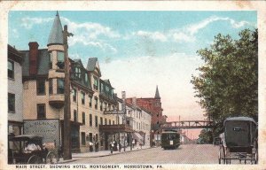 Postcard Main Street Showing Hotel Montgomery Norristown PA