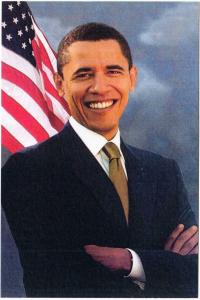 Barack Obama Presidential Portrait with Flag Postcard