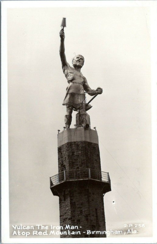 Birmingham Alabama Postcard RPPC Vulcan The Iron Man Statue Red Mountain MP