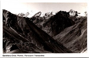 Chile Cordillera Portillo Ferrocarril Trasandino Vintage RPPC 09.64