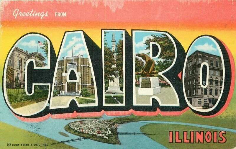 Cairo Illinois Large Letters Multi View Teich linen Postcard 20-12290