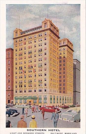 Maryland Baltimore Southern Hotel Light And Redwood Streets 1960