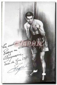 Old Postcard autographed Boxing Stand Claquesin Lyon Fair 1938