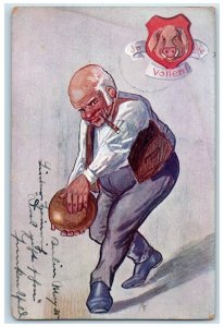 c1910's Old Man Cigar Bowling Sports Chicago Illinois IL Posted Antique Postcard