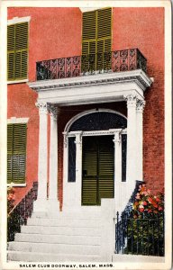 Salem Club Doorway Massachusetts MA WB Postcard VTG UNP Vintage Unused 