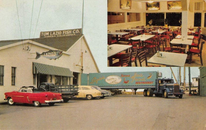 LAZIO'S SEA FOODS Humboldt Bay, Eureka, California ca 1950s Vintage Postcard