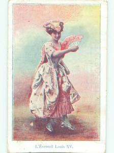 foreign 1905 Postcard WOMAN IN KING LOUIS XV COURT OF FRANCE AC2946