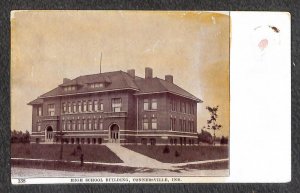 HIGH SCHOOL BUILDING CONNERSVILLE INDIANA POSTCARD (c. 1910)