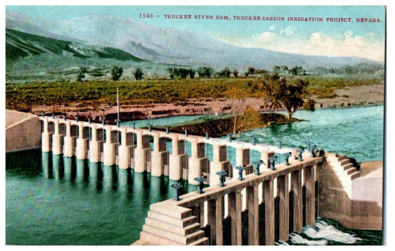 No. 1546 Truckee River Dam Nevada Mitchell Postcard