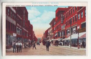 P868 old card trolly cars signs people merrimack street haverhill mass