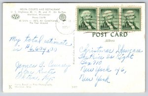 Roadside~Meridian Mississippi~Nelva Courts~Restaurant~Powerlines~Sign~1958 PC