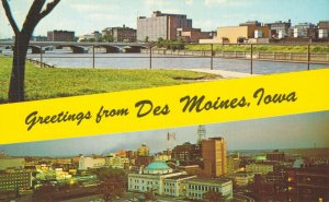 USA Greetings From Des Moines Iowa Vintage Postcard 07.88