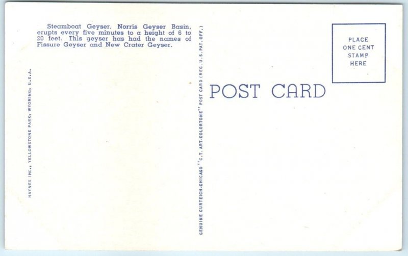 Postcard - Steamboat Geyser, Norris Geyser Basin, Wyoming, USA