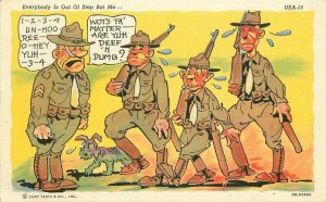 Army Life Comic Humor Ray Walters Military 1940s Postcard Tuck linen 20-2808