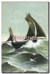 Postcard Old fishing boat Sailboat