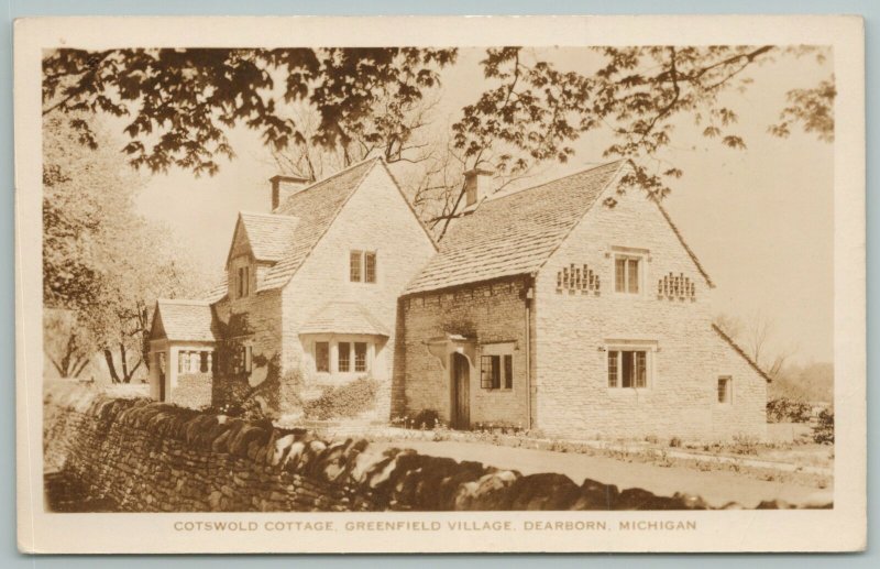 Dearborn Michigan~Cotswold Cottage Greenfield Village~Real Photo Postcard~RPPC