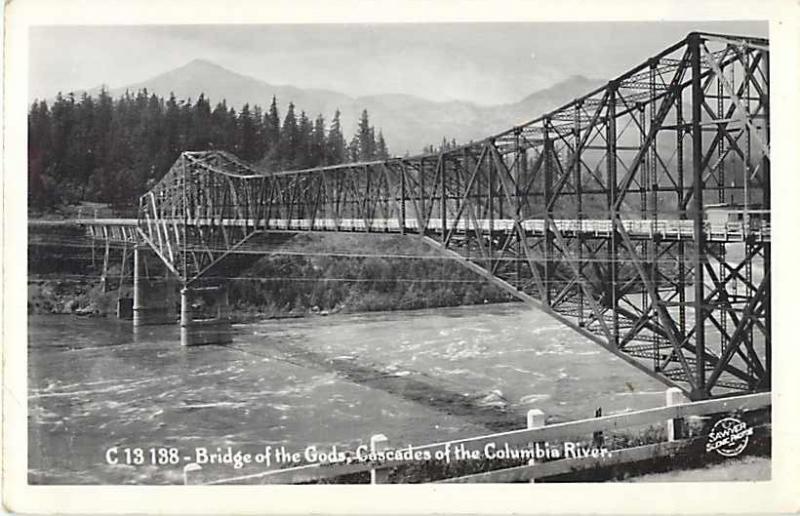 RPPC of the Bridge of the Gods Cascades of Columbia River Oregon Washing