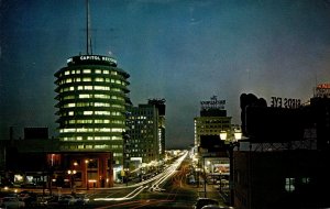 California Hollywood Vine Street At Night 1958