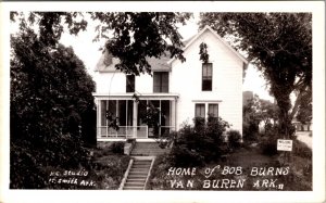 Real Photo Postcard Home of Bob Burns in Van Burn, Arkansas