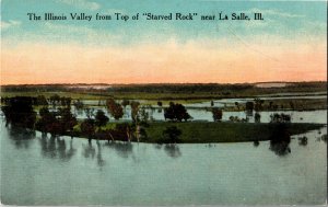 Illinois Valley from Top of Starved Rock Near La Salle IL Vintage Postcard C45