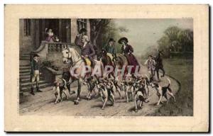 Postcard Old Hunting has court Along Sanderson Weills Dogs Dogs