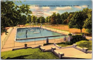 VINTAGE POSTCARD THE GARFIELD PARK SWIMMING POOL AT INDIANAPOLIS INDIANA 1941