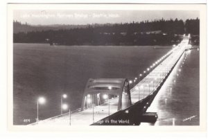 Lake Washington Pontoon Bridge, Seattle, Real Photo Johnston Postcard, RPPC