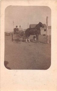 Cheney Kansas People in Horse Carriage Real Photo Vintage Postcard JF686674