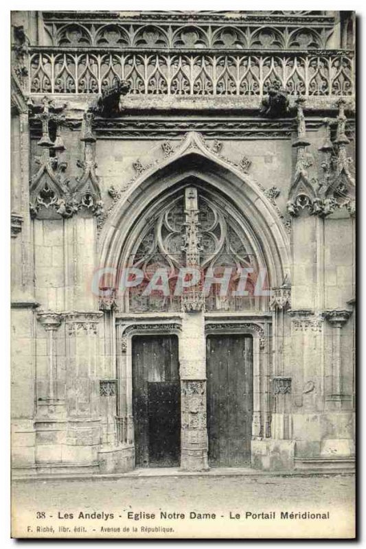 Old Postcard Les Andelys Church of Our Lady Meridional Gate