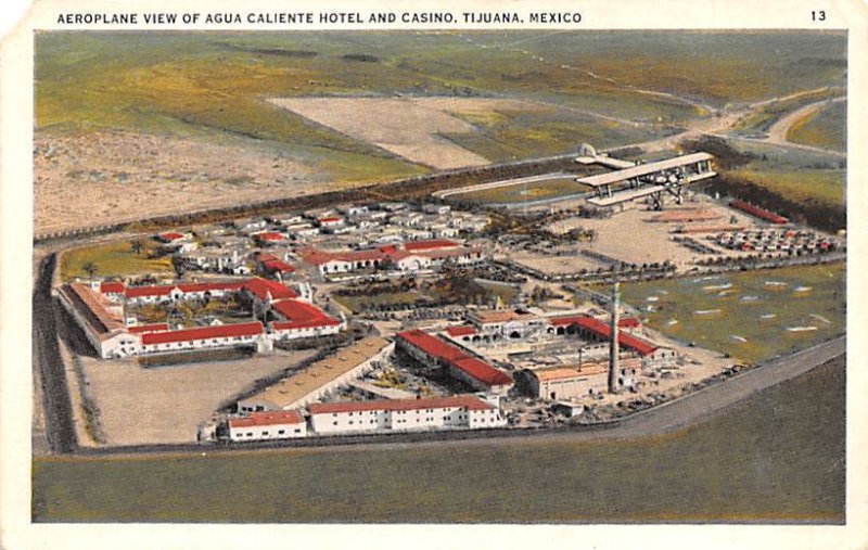 Aeroplane view of Agua Caliente Hotel and Casino Tijuana Mexico Tarjeta Posta...