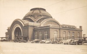 J68/ Tacoma Washington RPPC  Postcard c1940s Union Railroad Depot 120