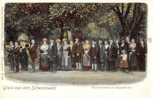 Schwarzwald Germany People and Musicians Gruss aus Antique Postcard J45997