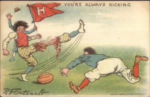 RF Outcault Football Player Kicker Breaks Leg Off c1905 Postcard