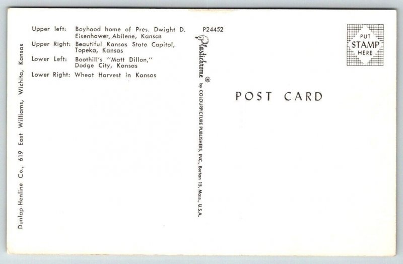 Greetings From Kansas Large Letter Postcard