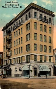 Aurora, Illinois - A view of the Hotel Arthur at Broadway and Main St. - 1914