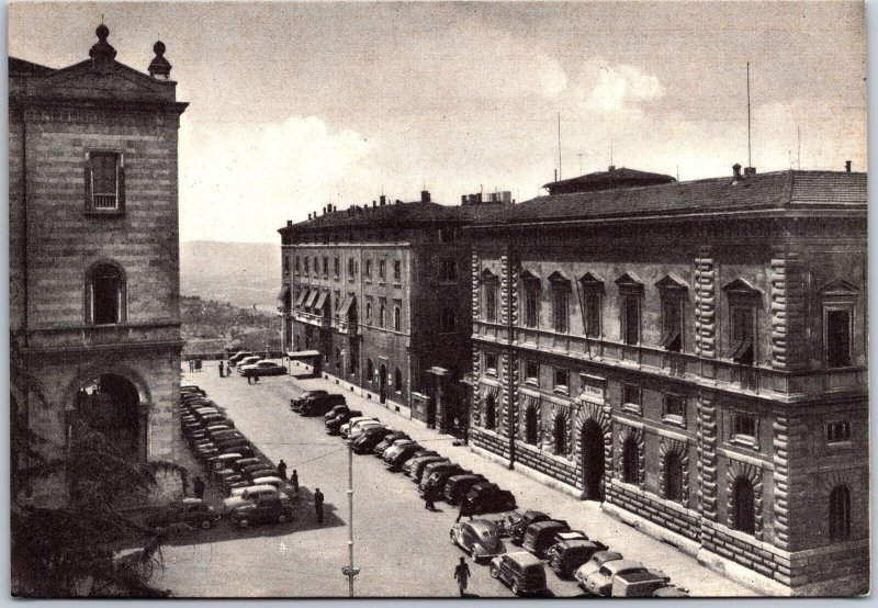 Perugia ~ Hotel Brufani and Bank of Italy Cars Parked Building Italy Postcard