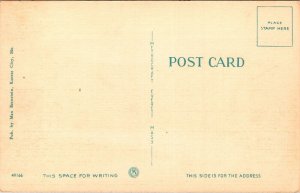 Dick Pond Loose Park Kansas City MO Missouri Sunset Linen Postcard UNP VTG 