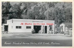 MT, Wolf Creek, Montana, RPPC, Kane's Standard Gas Station, Photo